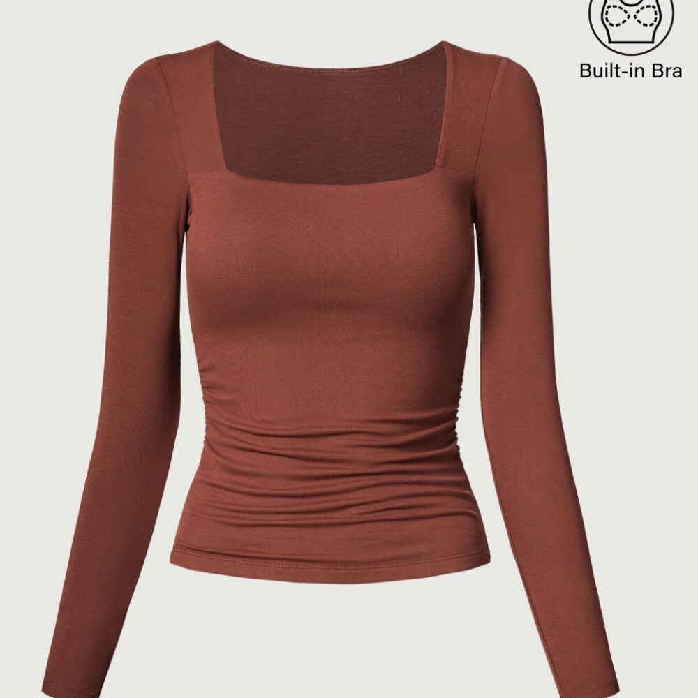 OGL Square Neck Ruched Brami Top - Georgia Clay